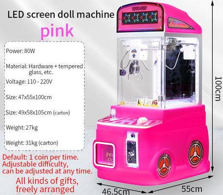 Pink Customized Mini Claws In Various Colors Coin-operated Plush Toy Arcade Game