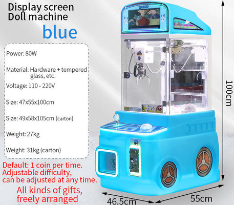Display Macchinario automatico blu con schermo Macchinario per mini artigli per giochi arcade per bambini